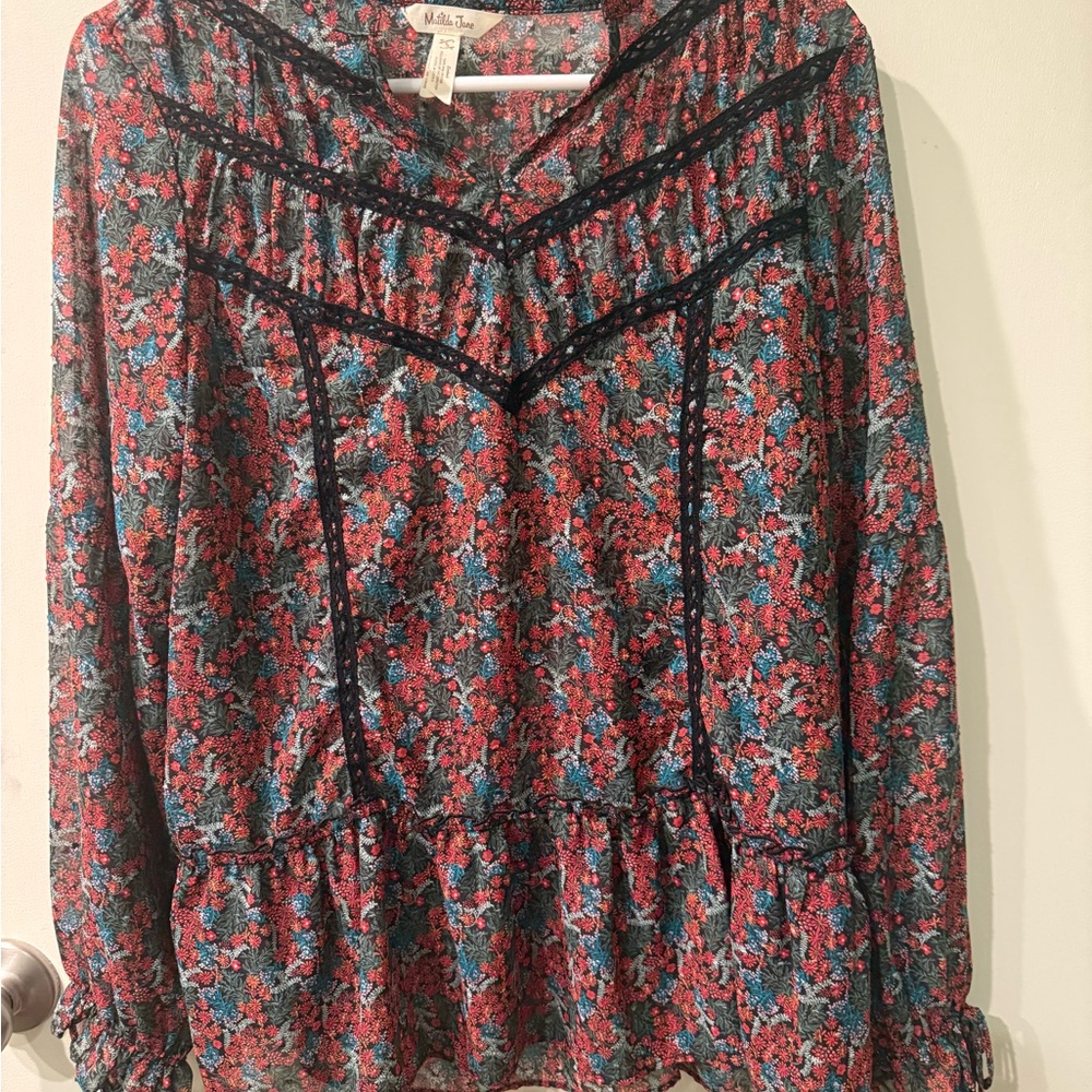 Matilda Jane Red and Blue Floral Blouse